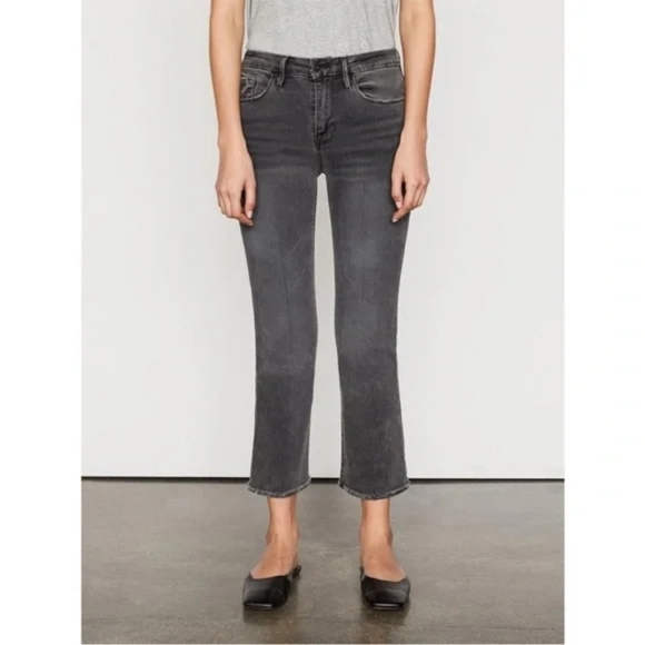 FRAME Le Crop Mini Boot Turn Back Hem in color Octavia (Washed Black) Size 25 - Picture 1 of 11